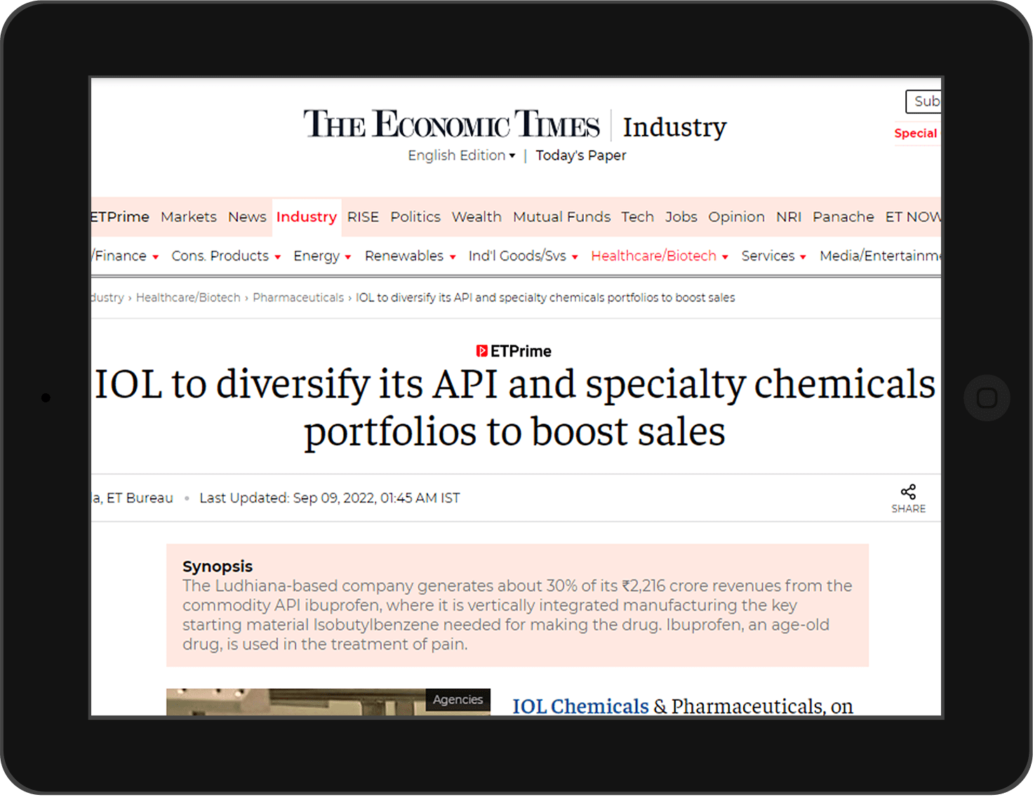API and specialty chemicals news